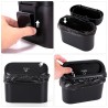 2 Pack Mini Car Trash Can with Lid, Small Car Trash Bin, 2 Hooks and 90pcs Trash Bags Black