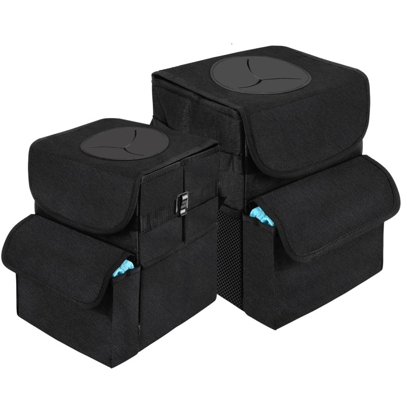 Car Trash Can with Lid and Storage Pockets - 100% Leak-Proof Organizer