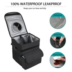 Car Trash Can with Lid and Storage Pockets - 100% Leak-Proof Organizer