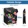 Car Trash Can - with Lid and Storage Pockets Water-Resistant Coating, Colorful Flowers