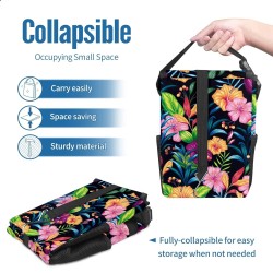 Car Trash Can - with Lid and Storage Pockets Water-Resistant Coating, Colorful Flowers