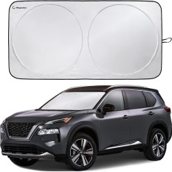 Car Windshield Sunshade with Bonus Steering Wheel Sun Shade (Medium 59 x 31 in)