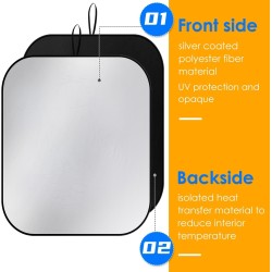 2-Piece Automotive Front Windshield Sunshade, Foldable Sunshade for Blocking The Sun's Rays