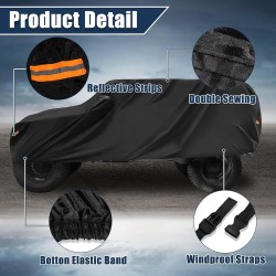 SUV Car Cover Fit for Jeep Wrangler JK JL 2 Outdoor Waterproof Sun Rain 210D Oxford Black