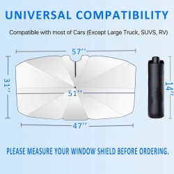 Umbrella Car Shade - Upgraded Steel Rips and Shaft, 360° Rotation Sunshade