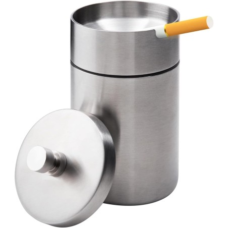 Stainless Steel Auto Ashtrays with Lid Car Ashtray for Car Cup Holder (Silver)