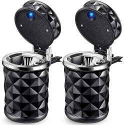 2 Pieces Car Cup Holder with Lid Car Cylinder Portable with Blue Led Light