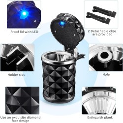 2 Pieces Car Cup Holder with Lid Car Cylinder Portable with Blue Led Light