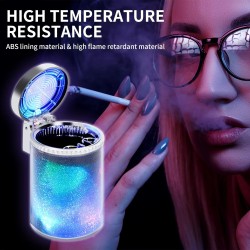 Car Ashtray (2-Pack), Auto Ashtray With LED Light, Mini Car Trash Can, Portable Lid