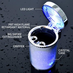 Car Ashtray (2-Pack), Auto Ashtray With LED Light, Mini Car Trash Can, Portable Lid