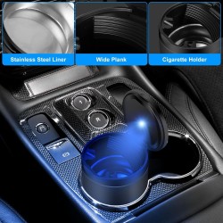 Car Ashtray, Stainless Steel Car Ash Tray with Blue LED Light and Lid